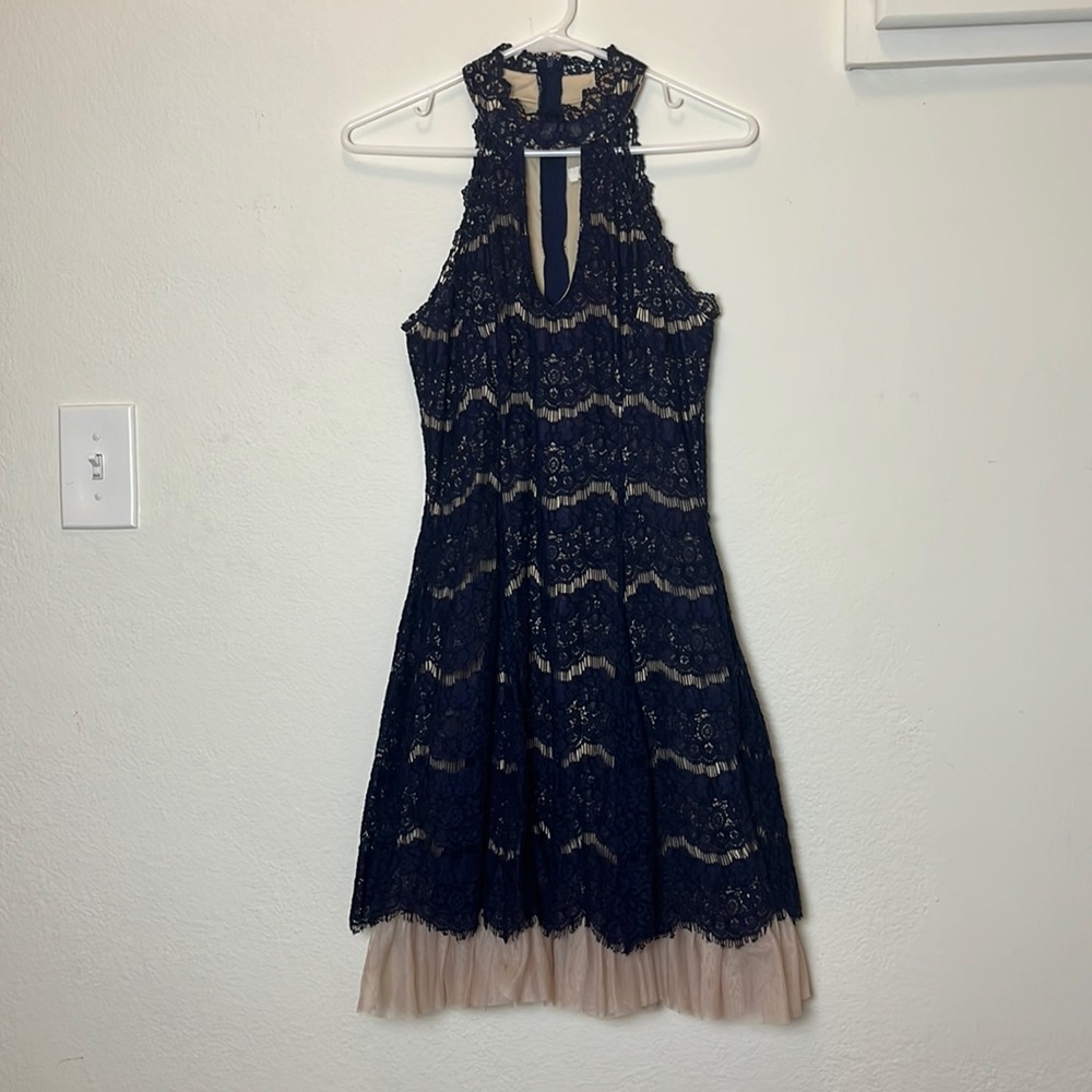 Francesca’s Lace Navy Sleeveless Dress XS